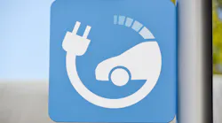 blue ev charging sign