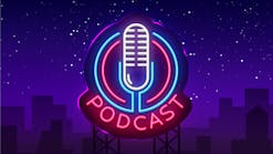 neon podcast sign