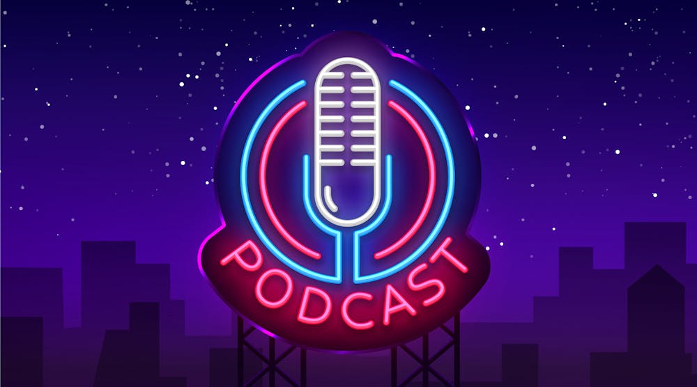 neon podcast sign
