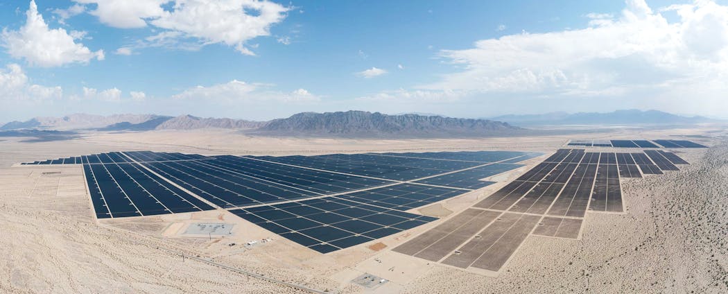 Photo 1. Two main issues (unpredictable weather and lack of skilled labor) affect construction or large-scale solar farms, such as this one located in Joshua Tree, Calif.