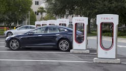 Cars recharging at Tesla stations on Florida Turnpike