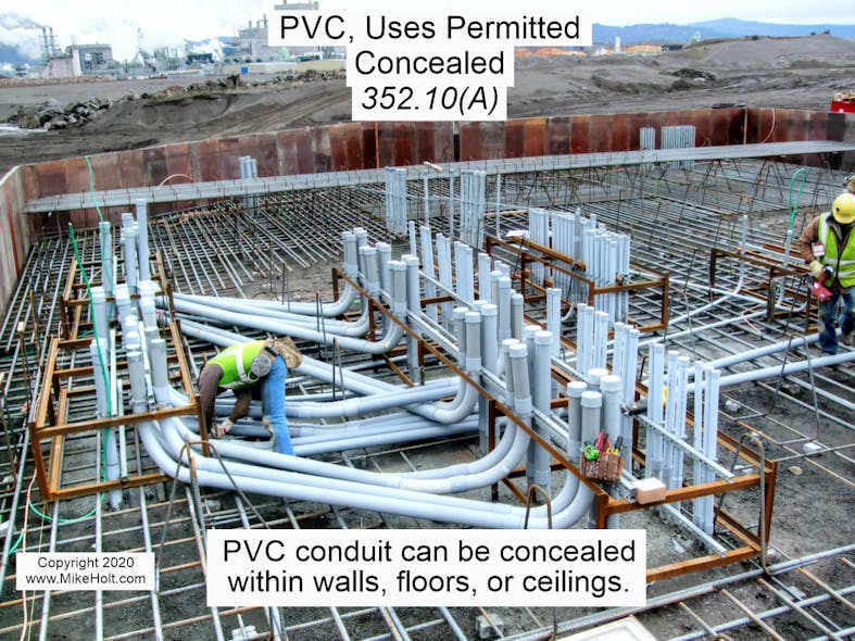 Fig. 1. PVC conduit is permitted to be installed within concealed locations such as walls, floors, or ceilings.