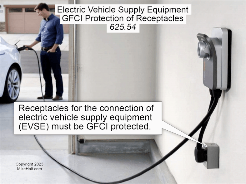 Fig. 3. All receptacles installed for the connection of EV supply equipment must be GFCI protected.