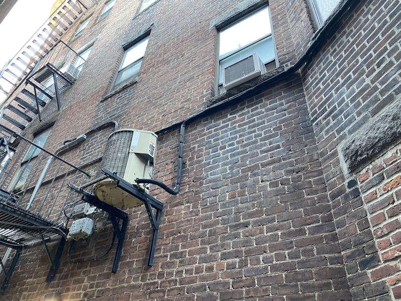 air conditioning installation in an alley