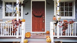 porch with halloween decorations