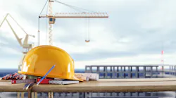 Hard hat on construction site