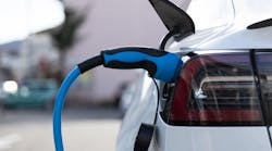 white electric vehicle charging