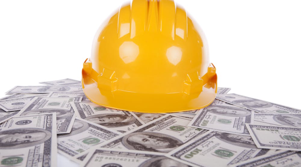 Construction helmet over a lot of money