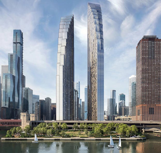 The 72-story, 958-foot-tall apartment tower to be built by Related Midwest on Chicago&rsquo;s Lake Michigan waterfront will have 635 rental apartments in the north tower and as many as 1,100 units when fully built out. It&rsquo;s scheduled to break ground in late 2023.