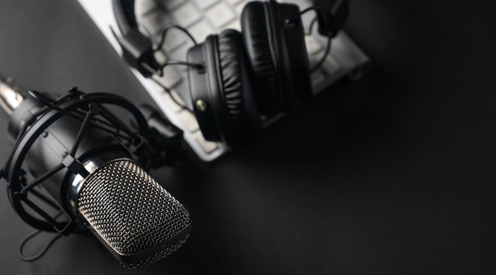podcast microphone and headphones