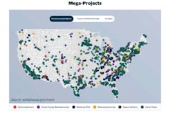 Locations of the $1 billion-plus construction projects, cited in ConstructConnect&rsquo;s report, The Great Adaptation: Navigating the New Construction Labor Pool.