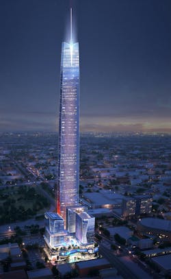 If plans go through, the 5-million-sq-ft Boardwalk at Bricktown mixed-use tower in Oklahoma City is set to become the tallest building in the nation. If plans go through, the 5-million-sq-ft Boardwalk at Bricktown mixed-use tower in Oklahoma City is set to become the tallest building in the nation.