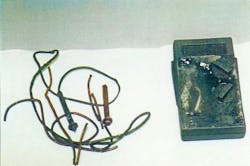 Photo 5. The remains of the apprentice’s voltage tester. Photo 5. The remains of the apprentice’s voltage tester.