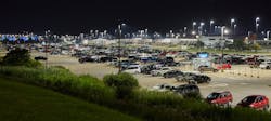 To get the best light uniformity, a photometric layout was used for Milwaukee Mitchell International Airport’s new lighting upgrade. Remote Lot A now includes LED luminaires that replaced high-pressure sodium luminaires. To get the best light uniformity, a photometric layout was used for Milwaukee Mitchell International Airport’s new lighting upgrade. Remote Lot A now includes LED luminaires that replaced high-pressure sodium luminaires.