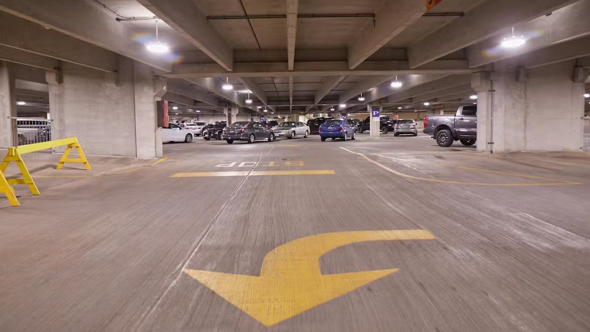 lighted parking garage