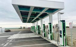 Core States Energy, a division of Core States Group, has successfully completed 100-plus design-build projects for Electrify America, a leading EV charging network operator, at various retail locations across California. These projects have included partnerships with leading brands, such as Target, Bank of America, Macerich, and Westfield. Most of the sites are equipped with four to six state-of-the-art DC fast charging (DCFC) stations with speeds of up to 350kW. For this 2023 project in Kettleman City, Calif., the company designed and constructed ten 350kW EV charging stations and designed/oversaw installation of the solar system located on the canopy. Core States Energy, a division of Core States Group, has successfully completed 100-plus design-build projects for Electrify America, a leading EV charging network operator, at various retail locations across California. These projects have included partnerships with leading brands, such as Target, Bank of America, Macerich, and Westfield. Most of the sites are equipped with four to six state-of-the-art DC fast charging (DCFC) stations with speeds of up to 350kW. For this 2023 project in Kettleman City, Calif., the company designed and constructed ten 350kW EV charging stations and designed/oversaw installation of the solar system located on the canopy.