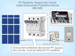 Fig. 2. OCPDs for PV source (DC) circuits must be listed for PV systems per Sec. 690.9(B). Fig. 2. OCPDs for PV source (DC) circuits must be listed for PV systems per Sec. 690.9(B).