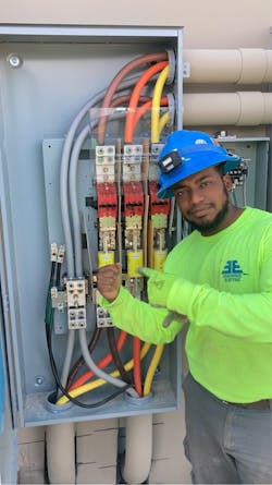 Joshua Ortiz transitioned from working with concrete to an aspiring electrician for Edgewood Electric. Joshua Ortiz transitioned from working with concrete to an aspiring electrician for Edgewood Electric.