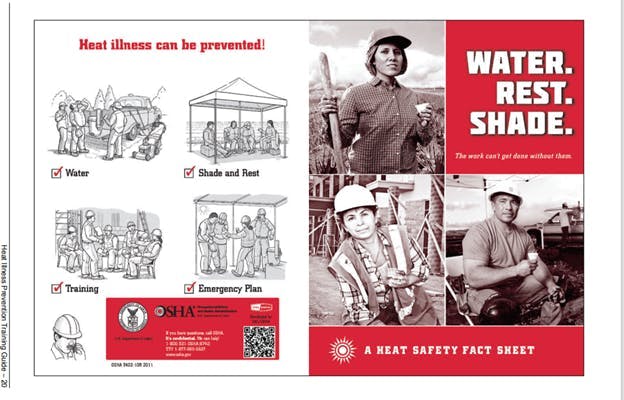 OSHA educational materials emphasize the importance of a proactive approach to keeping workers safe in grueling heat. OSHA educational materials emphasize the importance of a proactive approach to keeping workers safe in grueling heat.