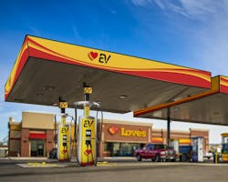 Love’s new locations in Ripley and Waterloo, N.Y., each have two dual-port Level 3 DCFCs with 160kW output. “All new Love’s Travel Stops will have space for EV chargers allocated to be able to quickly partner with local utility companies to install EV charging stations should there be customer demand,” the company says. Love’s new locations in Ripley and Waterloo, N.Y., each have two dual-port Level 3 DCFCs with 160kW output. “All new Love’s Travel Stops will have space for EV chargers allocated to be able to quickly partner with local utility companies to install EV charging stations should there be customer demand,” the company says.