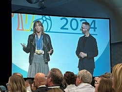 Ledecky answers questions from the NECA audience. Ledecky answers questions from the NECA audience.
