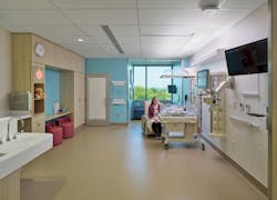 A neonatal intensive care unit with a fully indirect circadian lighting system was designed to minimize glare. A neonatal intensive care unit with a fully indirect circadian lighting system was designed to minimize glare.
