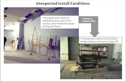 Fig. 3. The lighting plan had to be changed to accommodate the sloped floor and ceiling. Fig. 3. The lighting plan had to be changed to accommodate the sloped floor and ceiling.