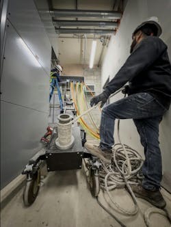 Use of heavy equipment that is specifically designed for cable pulling ensures safety and quality for the finished, installed cables, and eliminates many motions that are known to cause fatigue and injury. Use of heavy equipment that is specifically designed for cable pulling ensures safety and quality for the finished, installed cables, and eliminates many motions that are known to cause fatigue and injury.