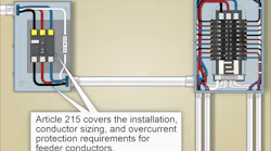 Fig. 1. Article 215 covers the installation, conductor sizing, and overcurrent protection requirements for feeder conductors not over 1,000VAC or 1,500VDC.