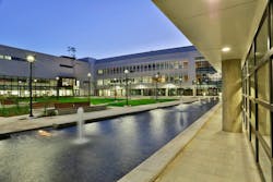 Mason & Hanger designed the exterior site and security lighting for the New Embassy Compound in Rabat, Morocco, which automatically dims to optimize the use of daylight. Mason & Hanger designed the exterior site and security lighting for the New Embassy Compound in Rabat, Morocco, which automatically dims to optimize the use of daylight.