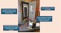 Fig. 3. Power quality issues can cause overheating, circuit breaker trips, electronic equipment malfunctions, and other issues. The PQ analyzer monitors the characteristics of the voltage and current in the circuit. Once problems are identified, different correction methods must be employed, depending upon the PQ issue, which could include excessive harmonic currents, sags and swells, unbalance, and poor power factor. Fig. 3. Power quality issues can cause overheating, circuit breaker trips, electronic equipment malfunctions, and other issues. The PQ analyzer monitors the characteristics of the voltage and current in the circuit. Once problems are identified, different correction methods must be employed, depending upon the PQ issue, which could include excessive harmonic currents, sags and swells, unbalance, and poor power factor.