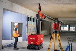 Photo 4. With the Hilti Jaibot, electrical professionals can make health and safety a priority, helping to remove potential risks associated with overhead installation. Photo 4. With the Hilti Jaibot, electrical professionals can make health and safety a priority, helping to remove potential risks associated with overhead installation.