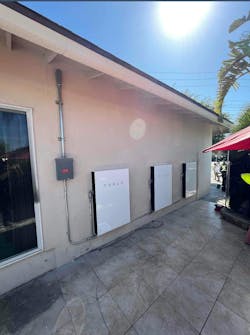 Trout Electric installed these three Tesla Powerwalls for a residential application. Trout Electric installed these three Tesla Powerwalls for a residential application.