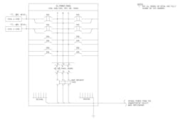 Diagram of 100A, 208/120V, 3-phase, 4W, 10 kAIC panelboard for two EVSEs. Diagram of 100A, 208/120V, 3-phase, 4W, 10 kAIC panelboard for two EVSEs.