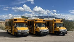Three GreenPower Nano BEAST school buses staged in Rio Rancho, New Mexico Three GreenPower Nano BEAST school buses staged in Rio Rancho, New Mexico