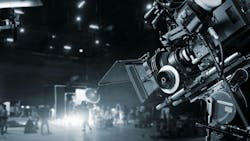 Behind the scenes of making of movie and TV commercial. Film Crew. B-roll. Camera of movie and video production and crew team in studio and set. Black and white. Behind the scenes of making of movie and TV commercial. Film Crew. B-roll. Camera of movie and video production and crew team in studio and set. Black and white.