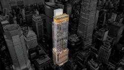 Photo 1. While it’s tough to find many super-large office projects in the pipeline, the $2-billion BXP’s 343 Madison Ave 930,000-sq-ft office tower is underway. Being built by Turner Construction, the Midtown Manhattan project will be 46 stories tall and is targeting LEED Platinum certification from the U.S. Green Building Council. Photo 1. While it’s tough to find many super-large office projects in the pipeline, the $2-billion BXP’s 343 Madison Ave 930,000-sq-ft office tower is underway. Being built by Turner Construction, the Midtown Manhattan project will be 46 stories tall and is targeting LEED Platinum certification from the U.S. Green Building Council.