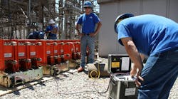 Photo 1. These workers are testing a medium-voltage circuit breaker. How equipment has been cared for is part of the condition of maintenance analysis. Photo 1. These workers are testing a medium-voltage circuit breaker. How equipment has been cared for is part of the condition of maintenance analysis.