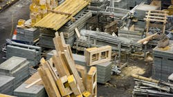 Construction Site with Materials. Construction Site with Steel and Wood Materials Construction Site with Materials. Construction Site with Steel and Wood Materials