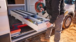 PACK RAT steel drawer system in van used by contractor PACK RAT steel drawer system in van used by contractor