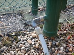 glued a piece of Liquidtight Flexible Nonmetallic Conduit (LFNC) into the rigid PVC conduit coupling and connector glued a piece of Liquidtight Flexible Nonmetallic Conduit (LFNC) into the rigid PVC conduit coupling and connector