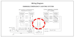 Fig. 6. Wiring diagram of a sample dimmable emergency lighting system. Fig. 6. Wiring diagram of a sample dimmable emergency lighting system.