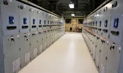 Photo 3. NEC Sec. 110.26 requires a 24-inch width of working space for safe egress for workers in the event of an emergency, even if the doors on both sides of the corridor are open 90 degrees. This is probably not an issue in this image, but in a smaller electrical room, this 24-inch requirement could become a consideration for worker safety. Photo 3. NEC Sec. 110.26 requires a 24-inch width of working space for safe egress for workers in the event of an emergency, even if the doors on both sides of the corridor are open 90 degrees. This is probably not an issue in this image, but in a smaller electrical room, this 24-inch requirement could become a consideration for worker safety.
