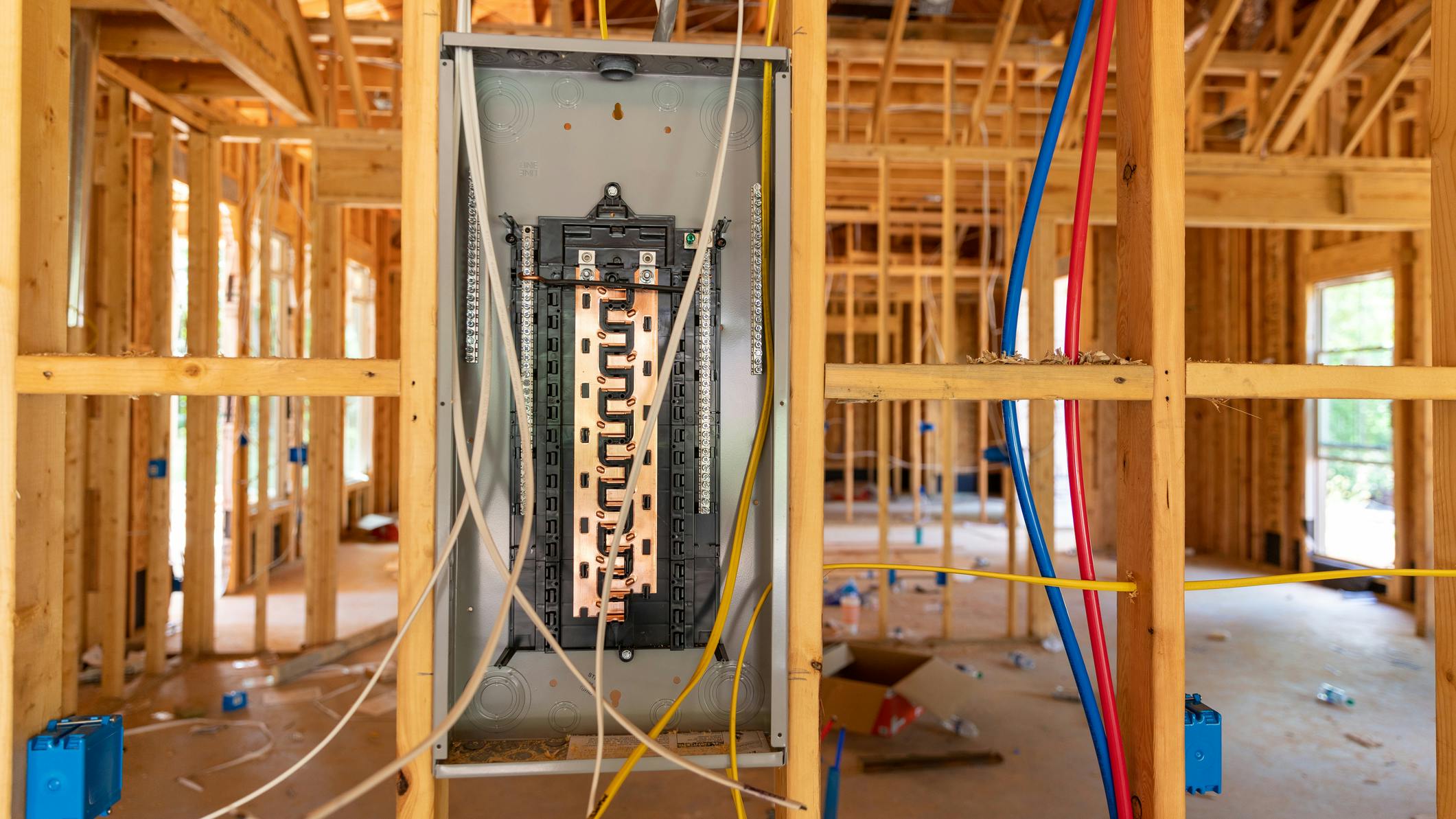 Electricity Circuit Breaker panel in new home construction