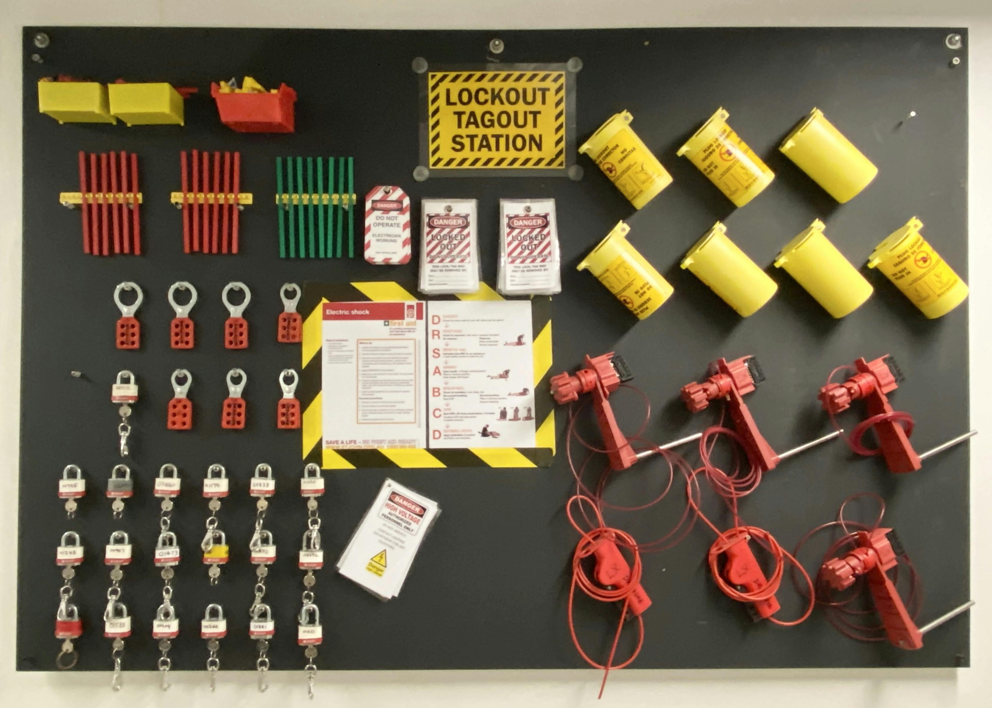 Theatre Lighting Technical Electrician Electrical Lockout Tagout Station Power Switch Keys Locks Tags Signs Signages Safety SOP.