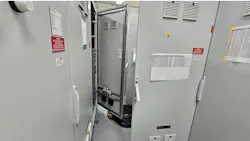 Photo 3. This questionable design is a good reminder of why the equipment doors are not permitted to obstruct safe access to and egress from electrical equipment. Note that the doors do not open 180°, and even if they did, the added 2026 language makes the point moot.
