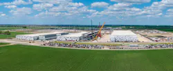 Taken in April 2026, this photo shows the Skybox Power Campus under construction in Hutto, Texas. It is planned for 4 million square feet and 600MW of power.