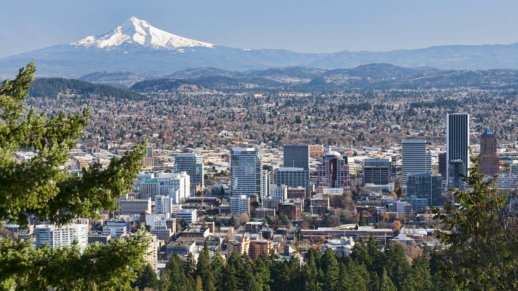 Beautiful Vista of Portland, Oregon. View of Portland, Oregon from Pittock Mansion.