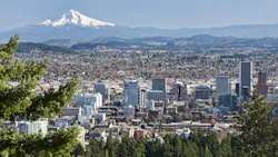 Beautiful Vista of Portland, Oregon. View of Portland, Oregon from Pittock Mansion.
