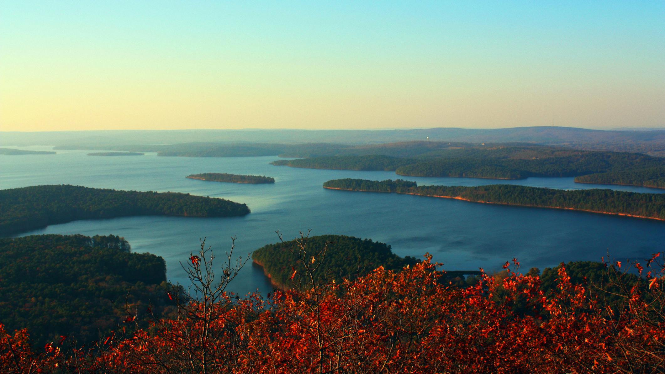 Overlooking the Arkansas River Valley. Taken from the top of Pinnacle Mountain, part of the Ouachita Mountains.
